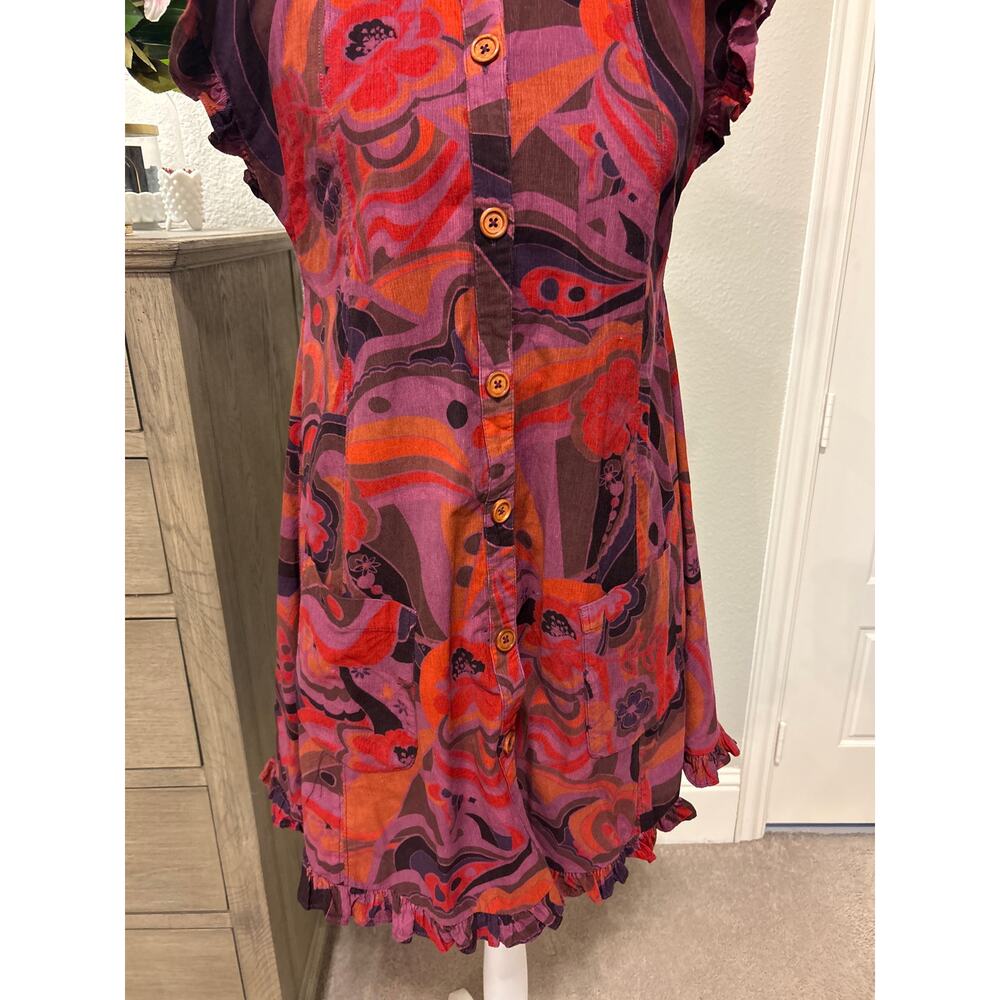 Free People | Sunny Days Pink/Purple Corduroy Mini Dress | XS - Picture 6 of 13